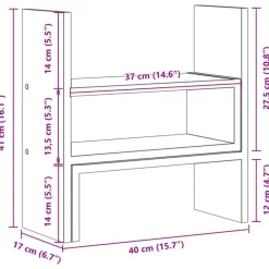 vidaXL hylde til skrivebord 40x17x41 cm konstrueret træ grå sonoma-eg