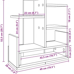 vidaXL hylde til skrivebord 49x20x52,5 cm konstrueret træ grå sonoma
