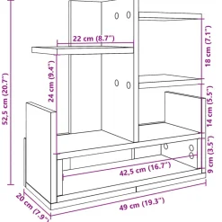vidaXL hylde til skrivebord 49x20x52,5 cm konstrueret træ sonoma-eg