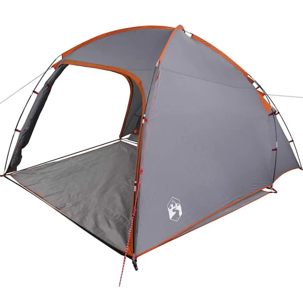 vidaXL Hyttetelt med tag Grå og orange 370 x 230 x 185 cm taft