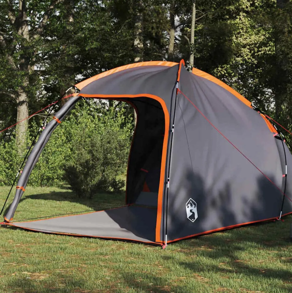 vidaXL Hyttetelt med tag Grå og orange 370 x 230 x 185 cm taft