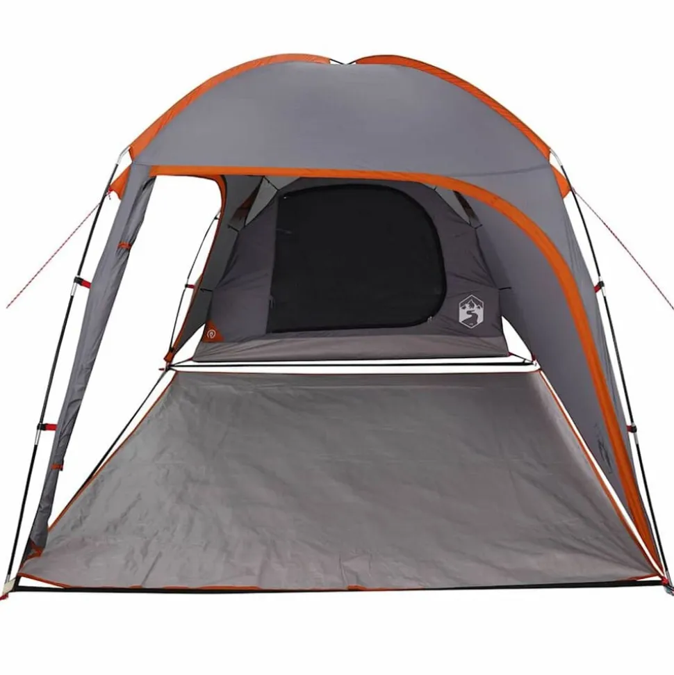 vidaXL Hyttetelt med tag Grå og orange 370 x 230 x 185 cm taft