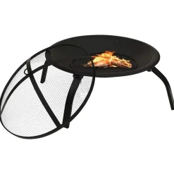 vidaXL 2-i-1 bålfad og grill med ildrager 56x56x49 cm stål