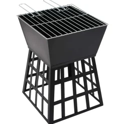 vidaXL 2-i-1 bålfad og grill 34x34x48 cm stål