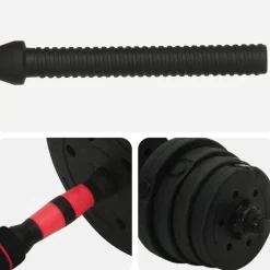 vidaXL 2-i-1 Håndvægt Barbell Sæt 30kg 30kg Sort og rød