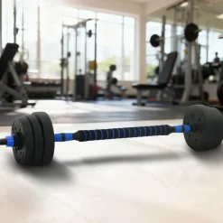 vidaXL 2-i-1 Håndvægt Barbell Sæt 20kg 20kg Sort og Blå