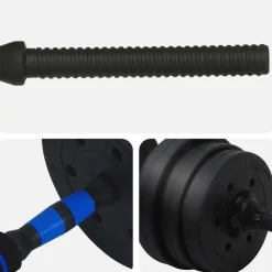 vidaXL 2-i-1 Håndvægt Barbell Sæt 20kg 20kg Sort og Blå