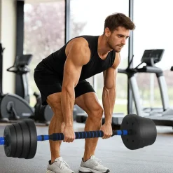 vidaXL 2-i-1 Håndvægt Barbell Sæt 30kg 30kg Sort og Blå