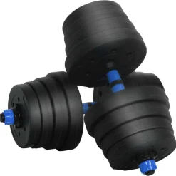 vidaXL 2-i-1 Håndvægt Barbell Sæt 30kg 30kg Sort og Blå