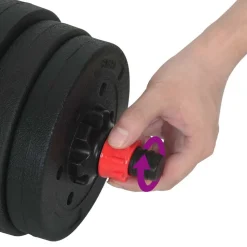 vidaXL 4-i-1 Håndvægte Barbell Kettlebell Sæt 20kg 20kg Sort og rød