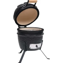 vidaXL 2-i-1 Kamado-røgegrill 56 cm keramisk sort