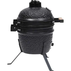 vidaXL 2-i-1 Kamado-røgegrill 56 cm keramisk sort