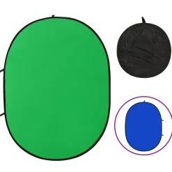 vidaXL 2-i-1 oval fotobaggrund 200x150 cm grøn og blå