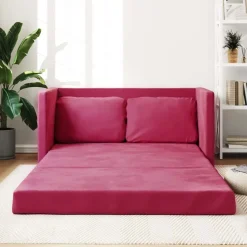 vidaXL 2-i-1 sovesofa 122x204x55 cm velour vinrød