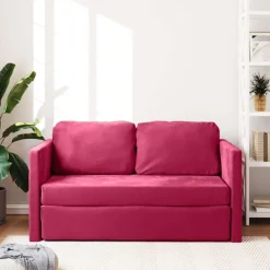 vidaXL 2-i-1 sovesofa 122x204x55 cm velour vinrød