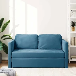 vidaXL 2-i-1 sovesofa 122x204x55 cm velour blå