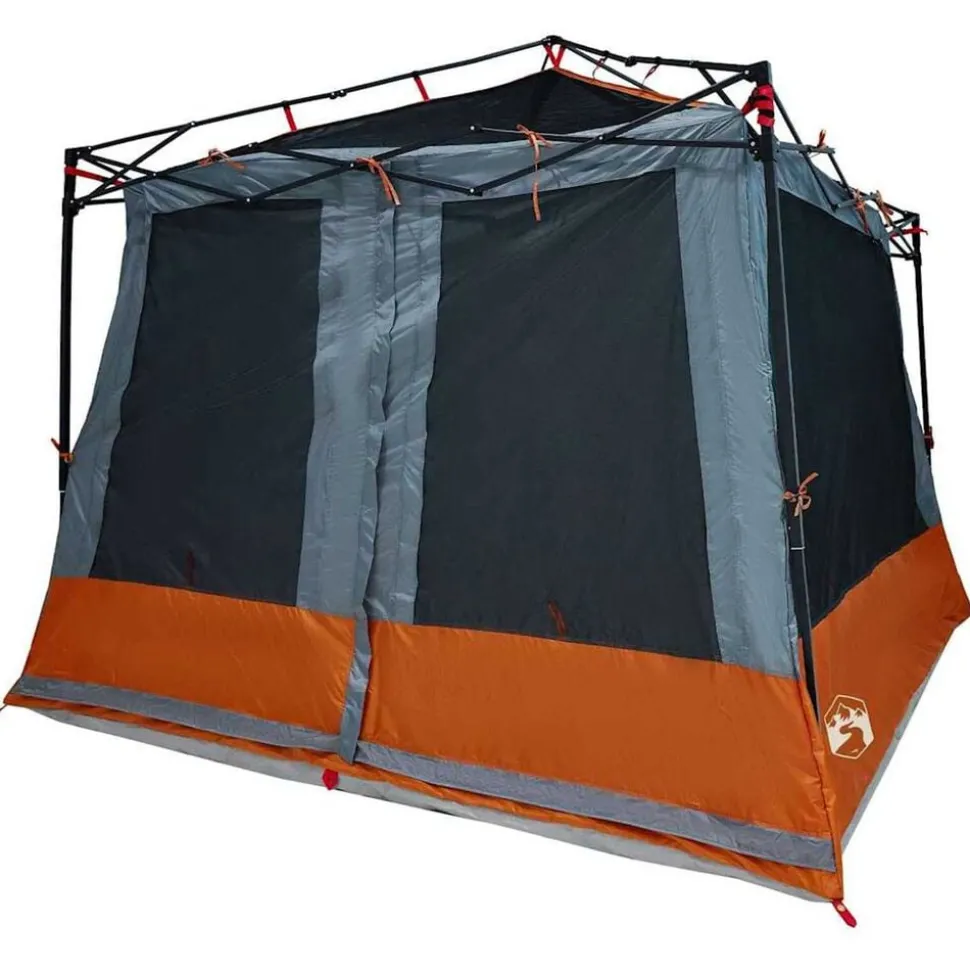 vidaXL Indertelt med tag Grå og orange 291 x 291 x 240 cm taft