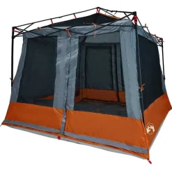vidaXL Indertelt med tag Grå og orange 291 x 291 x 240 cm taft