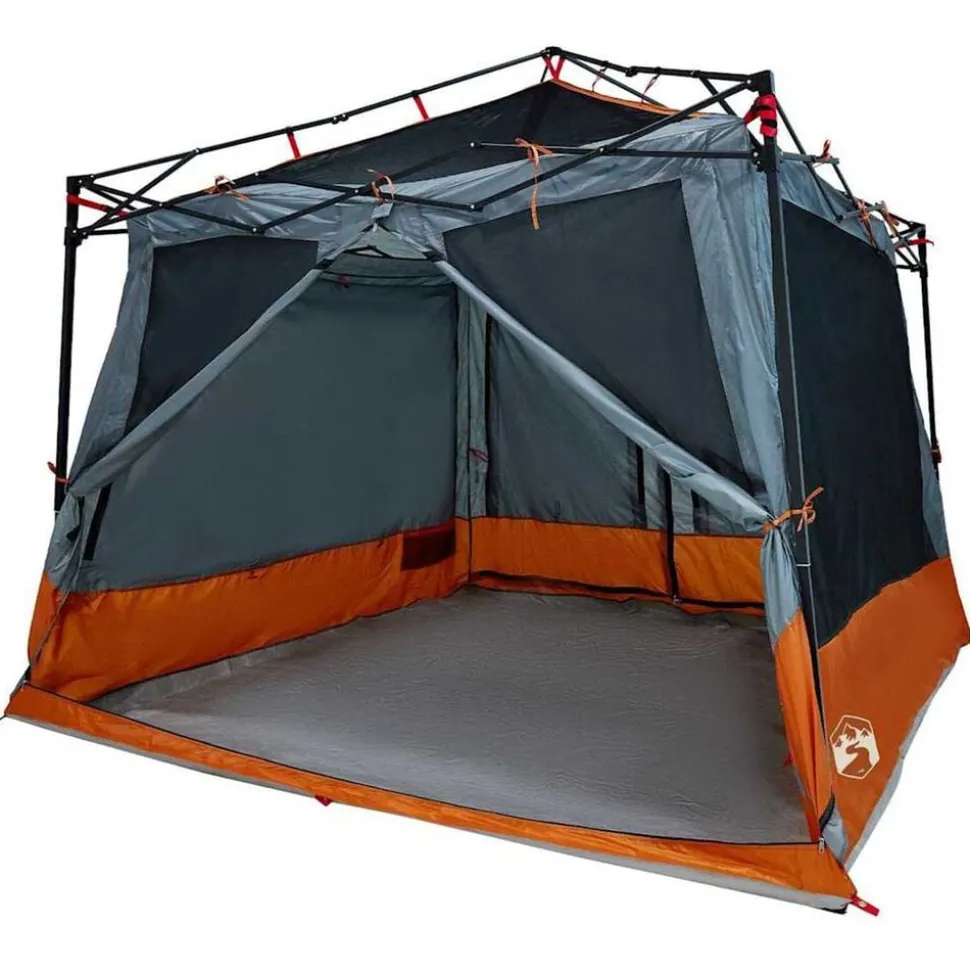 vidaXL Indertelt med tag Grå og orange 291 x 291 x 240 cm taft