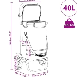 vidaXL Indkøbsvogn Grå 36,5 x 46,5 x 100,5 cm Oxford stof