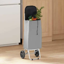 vidaXL Indkøbsvogn Grå 35 x 28 x 92 cm Oxford stof