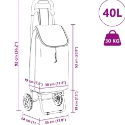 vidaXL Indkøbsvogn Grå 35 x 28 x 92 cm Oxford stof