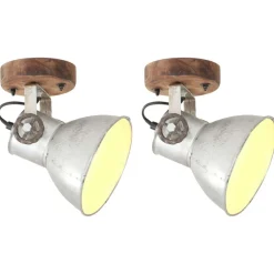 vidaXL industrielle væg-/loftlamper 2 stk. 20x25 cm E27 sølvfarvet