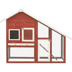 vidaXL kaninbur 140x63x120 cm massivt fyrretræ rød og hvid
