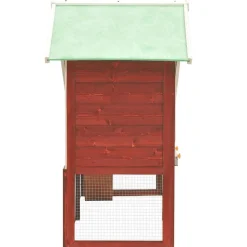 vidaXL kaninbur 140x63x120 cm massivt fyrretræ rød og hvid