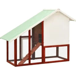 vidaXL kaninbur 140x63x120 cm massivt fyrretræ rød og hvid