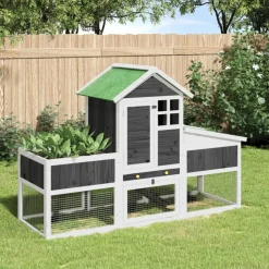 vidaXL kaninbur 170x63x113 cm massivt fyrretræ grå