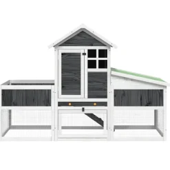 vidaXL kaninbur 170x63x113 cm massivt fyrretræ grå
