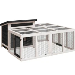 vidaXL kaninbur 144x123x67,5 cm massivt fyrretræ grå