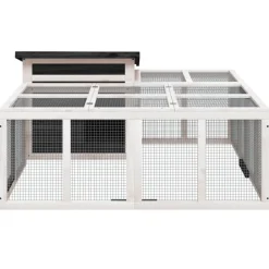 vidaXL kaninbur 144x123x67,5 cm massivt fyrretræ grå