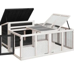 vidaXL kaninbur 144x123x67,5 cm massivt fyrretræ grå