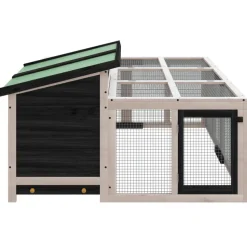 vidaXL kaninbur 144x123x67,5 cm massivt fyrretræ grå