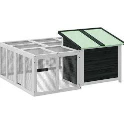 vidaXL kaninbur 144x123x67,5 cm massivt fyrretræ grå