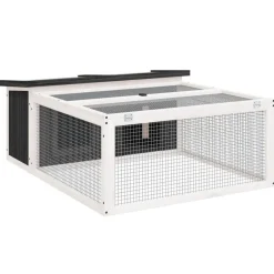 vidaXL kaninbur 117,5x97x47,5 cm massivt fyrretræ grå
