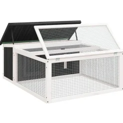 vidaXL kaninbur 117,5x97x47,5 cm massivt fyrretræ grå