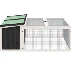 vidaXL kaninbur 117,5x97x47,5 cm massivt fyrretræ grå