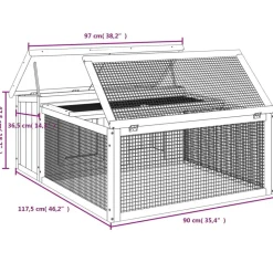 vidaXL kaninbur 117,5x97x47,5 cm massivt fyrretræ grå