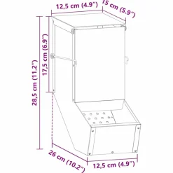 vidaXL Kaninfeeder Oliven grøn 12,5 x 26 x 28,5 cm Koldvalset Stål