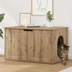 vidaXL Kat Hus Artisan eg 85 x 55 x 50,5 cm Konstrueret træ