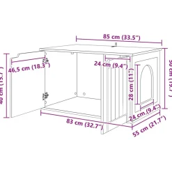 vidaXL Kat Hus Artisan eg 85 x 55 x 50,5 cm Konstrueret træ