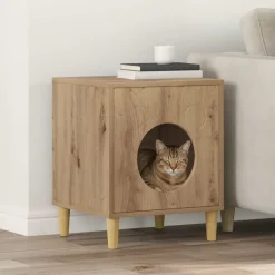 vidaXL Kat Hus Artisan eg 42,5 x 40 x 53 cm Konstrueret træ