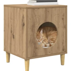 vidaXL Kat Hus Artisan eg 42,5 x 40 x 53 cm Konstrueret træ