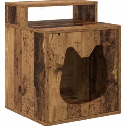 vidaXL Kat Hus Gammelt træ 42,5 x 40 x 53,5 cm Konstrueret træ