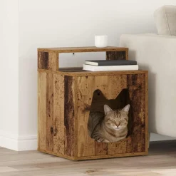 vidaXL Kat Hus Gammelt træ 42,5 x 40 x 53,5 cm Konstrueret træ