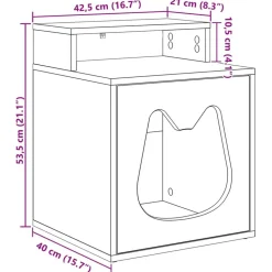 vidaXL Kat Hus Gammelt træ 42,5 x 40 x 53,5 cm Konstrueret træ