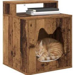 vidaXL Kat Hus Gammelt træ 42,5 x 40 x 53,5 cm Konstrueret træ